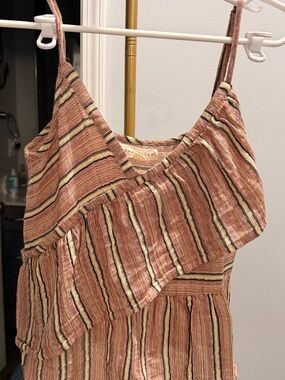 lovestitch Rust Pink Striped Ruffle Cami